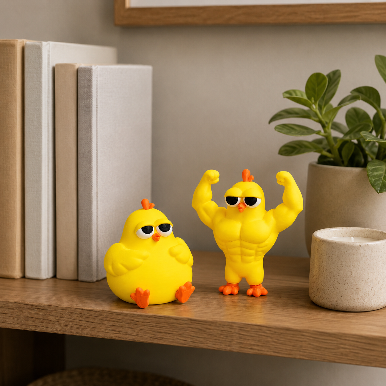 Funny Buff & Chubby Chicken Figurines Set