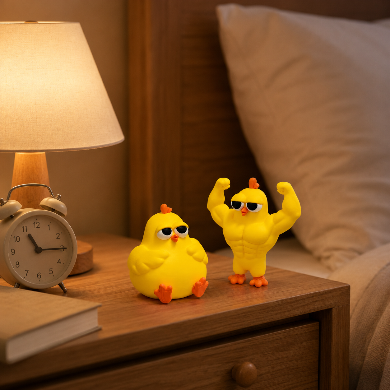 Funny Buff & Chubby Chicken Figurines Set