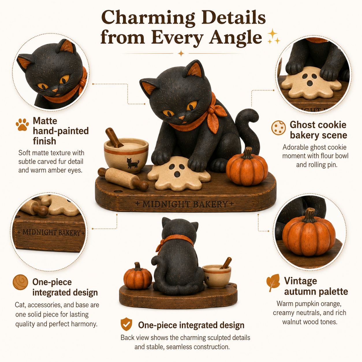 Midnight Bakery Black Cat Ghost Cookie Figurine