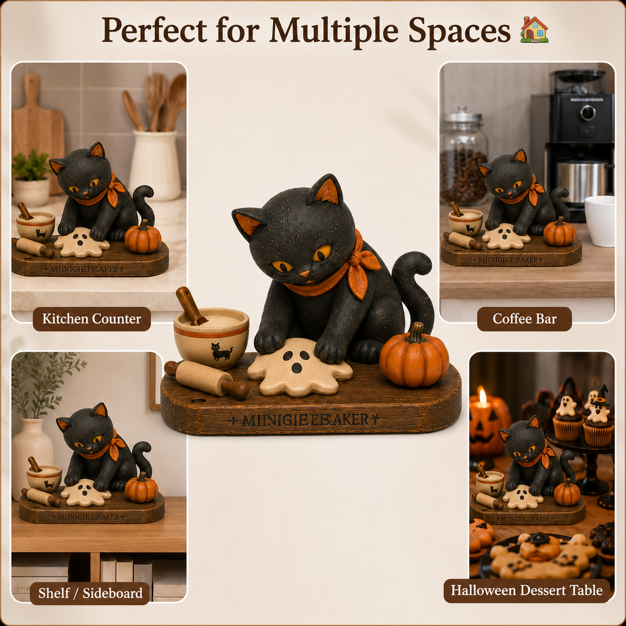 Midnight Bakery Black Cat Ghost Cookie Figurine