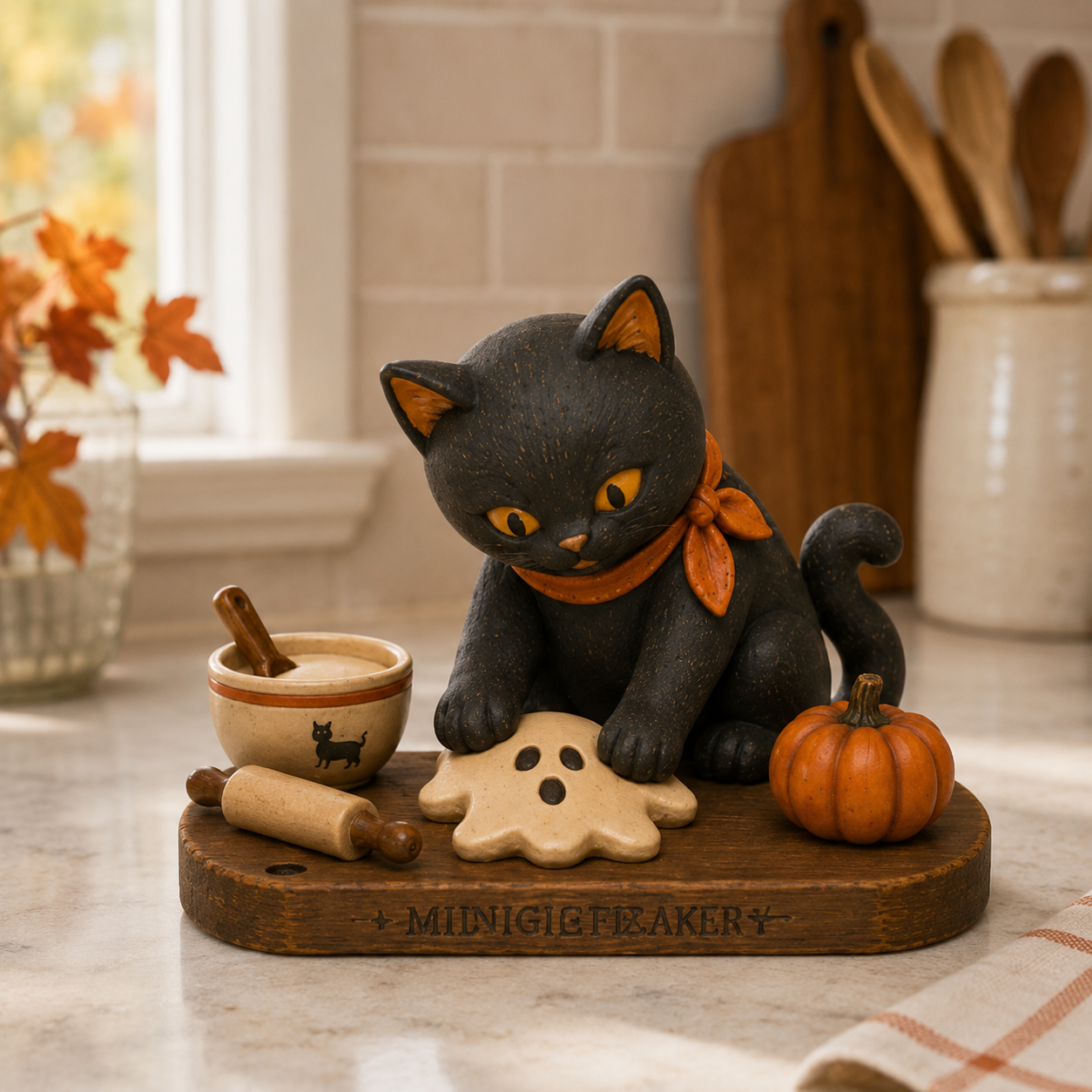 Midnight Bakery Black Cat Ghost Cookie Figurine