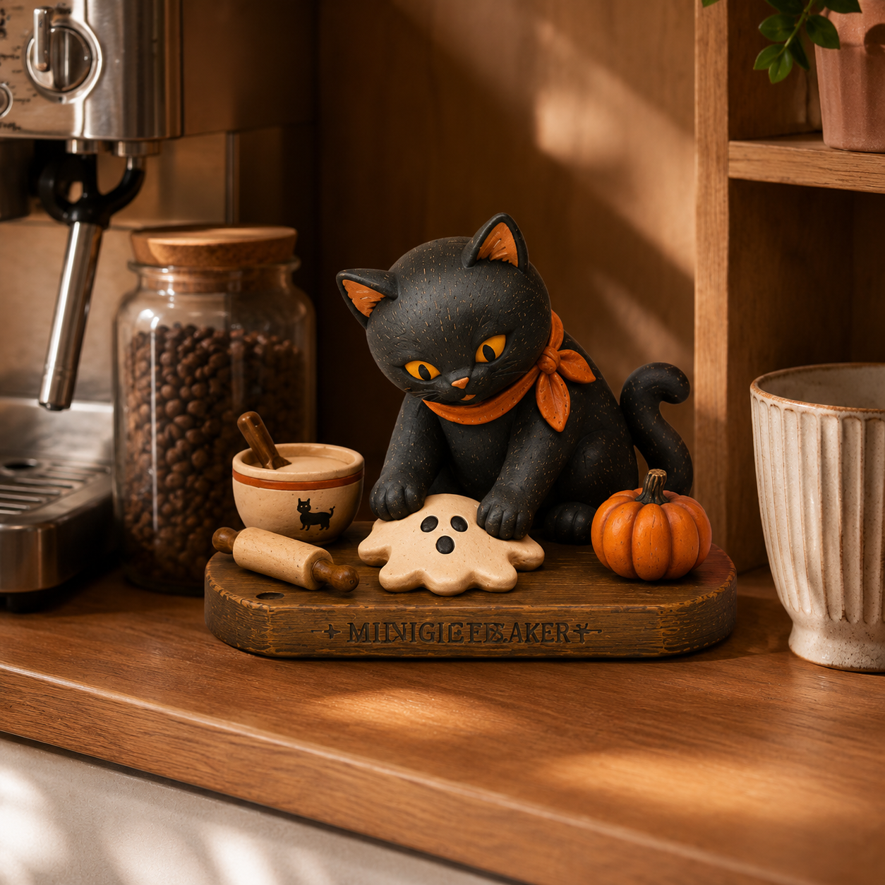 Midnight Bakery Black Cat Ghost Cookie Figurine