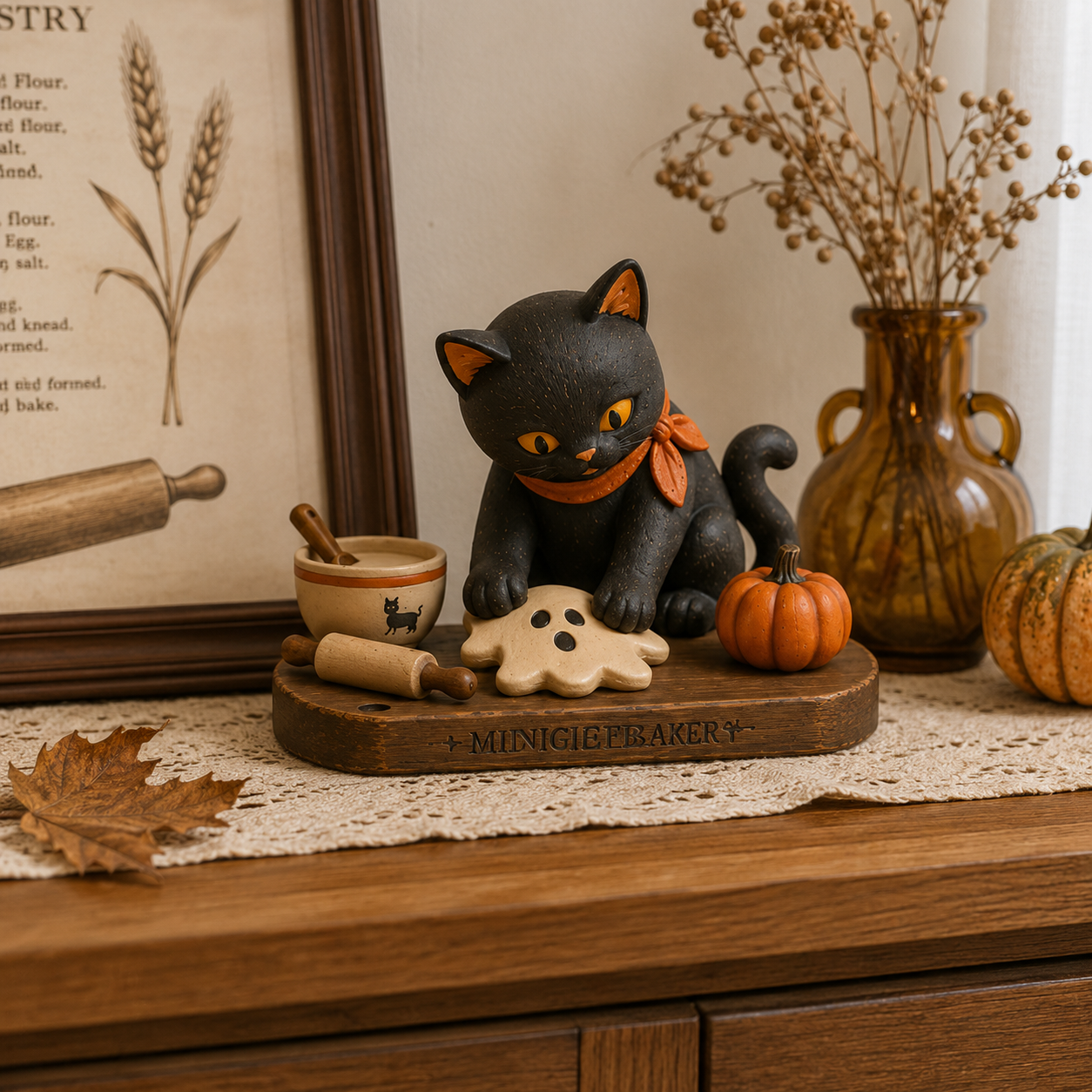 Midnight Bakery Black Cat Ghost Cookie Figurine