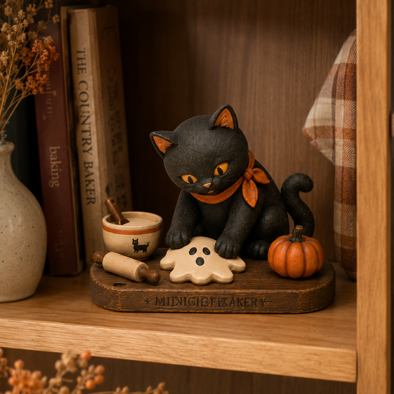 Midnight Bakery Black Cat Ghost Cookie Figurine