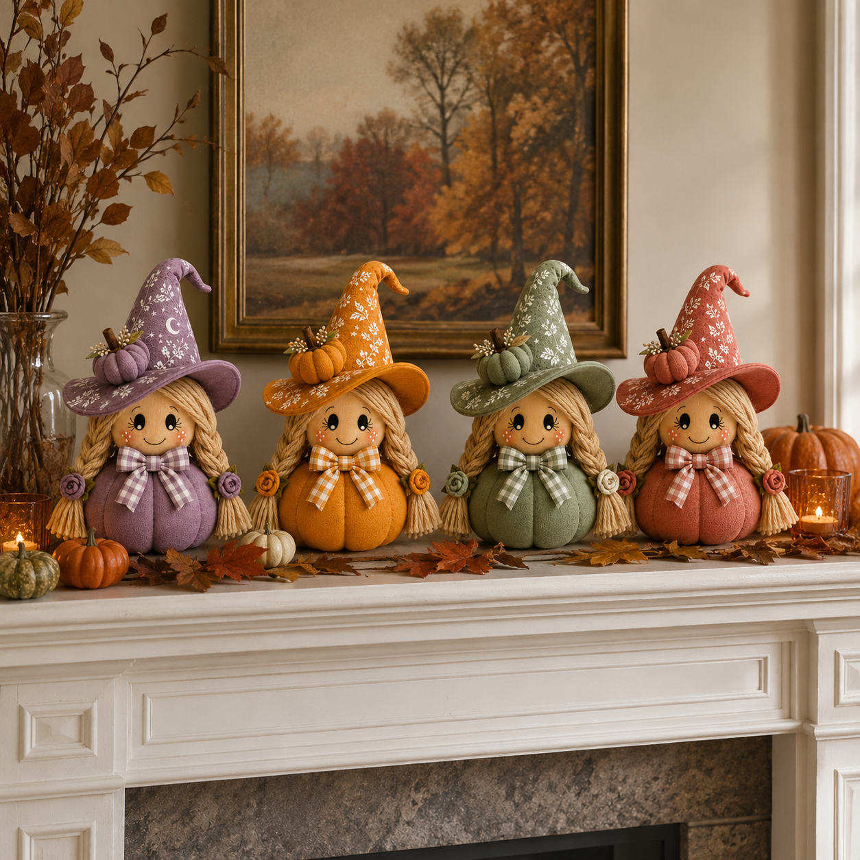 Cozy Witch Pumpkin Plush Decor