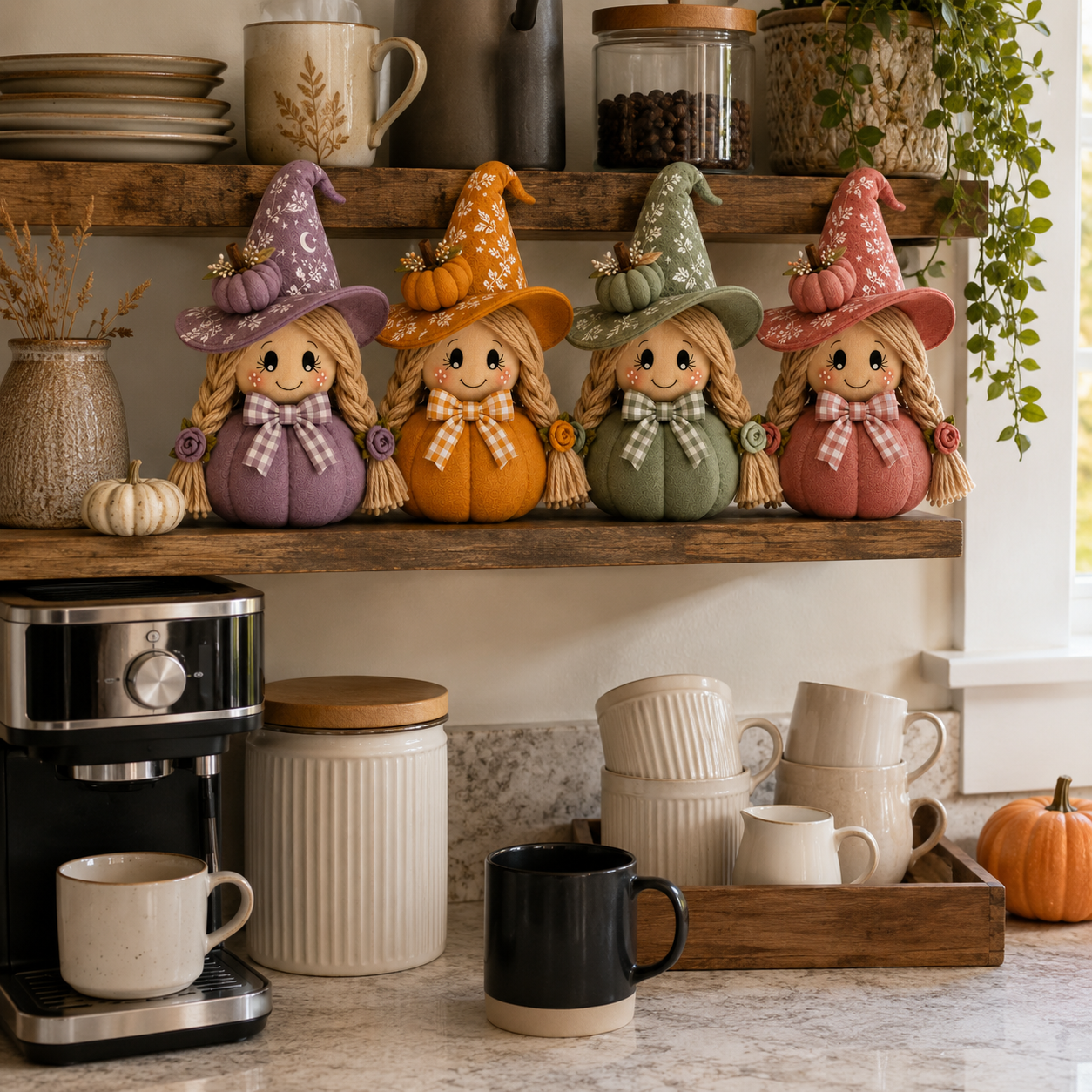 Cozy Witch Pumpkin Plush Decor