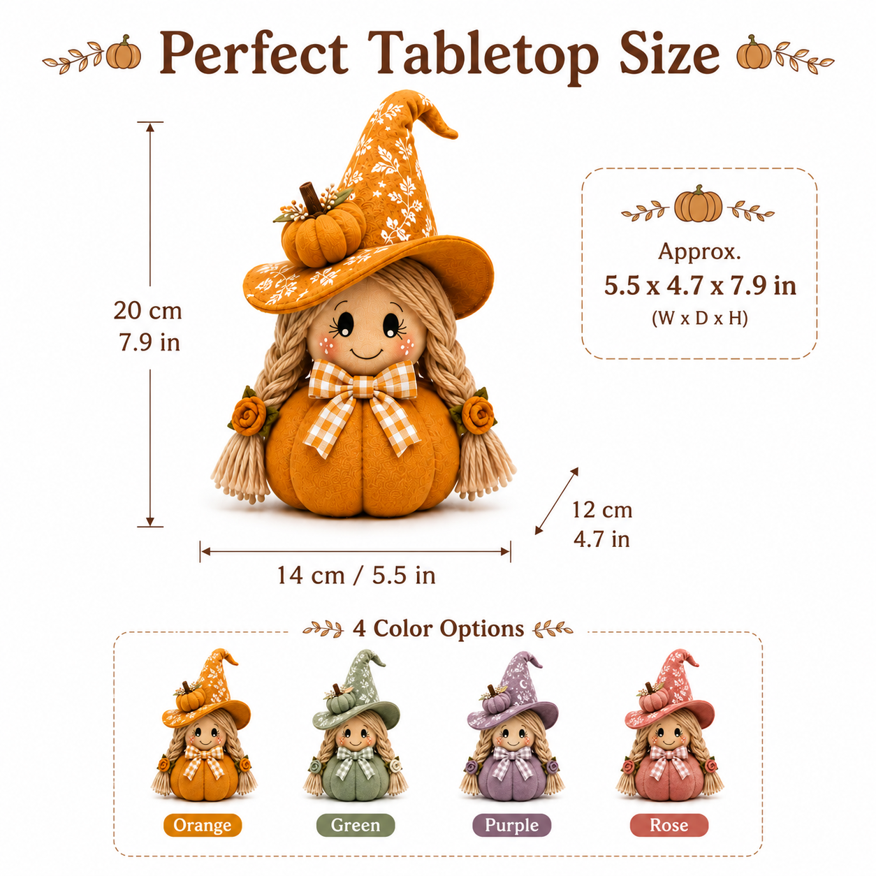 Cozy Witch Pumpkin Plush Decor
