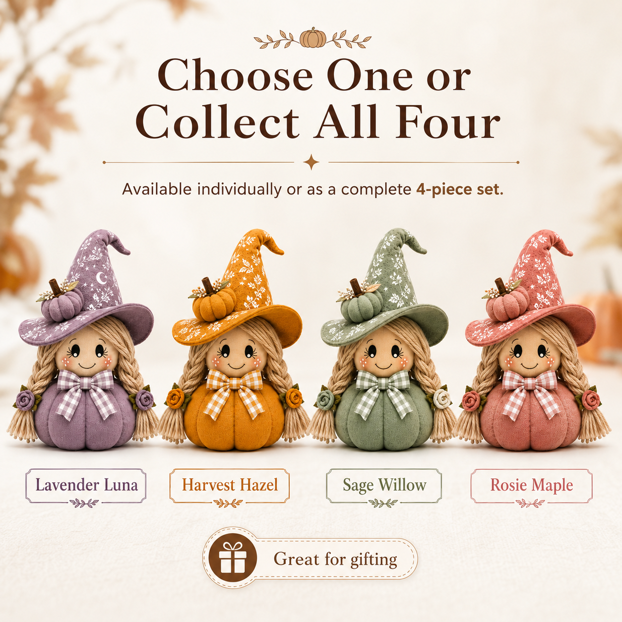 Cozy Witch Pumpkin Plush Decor
