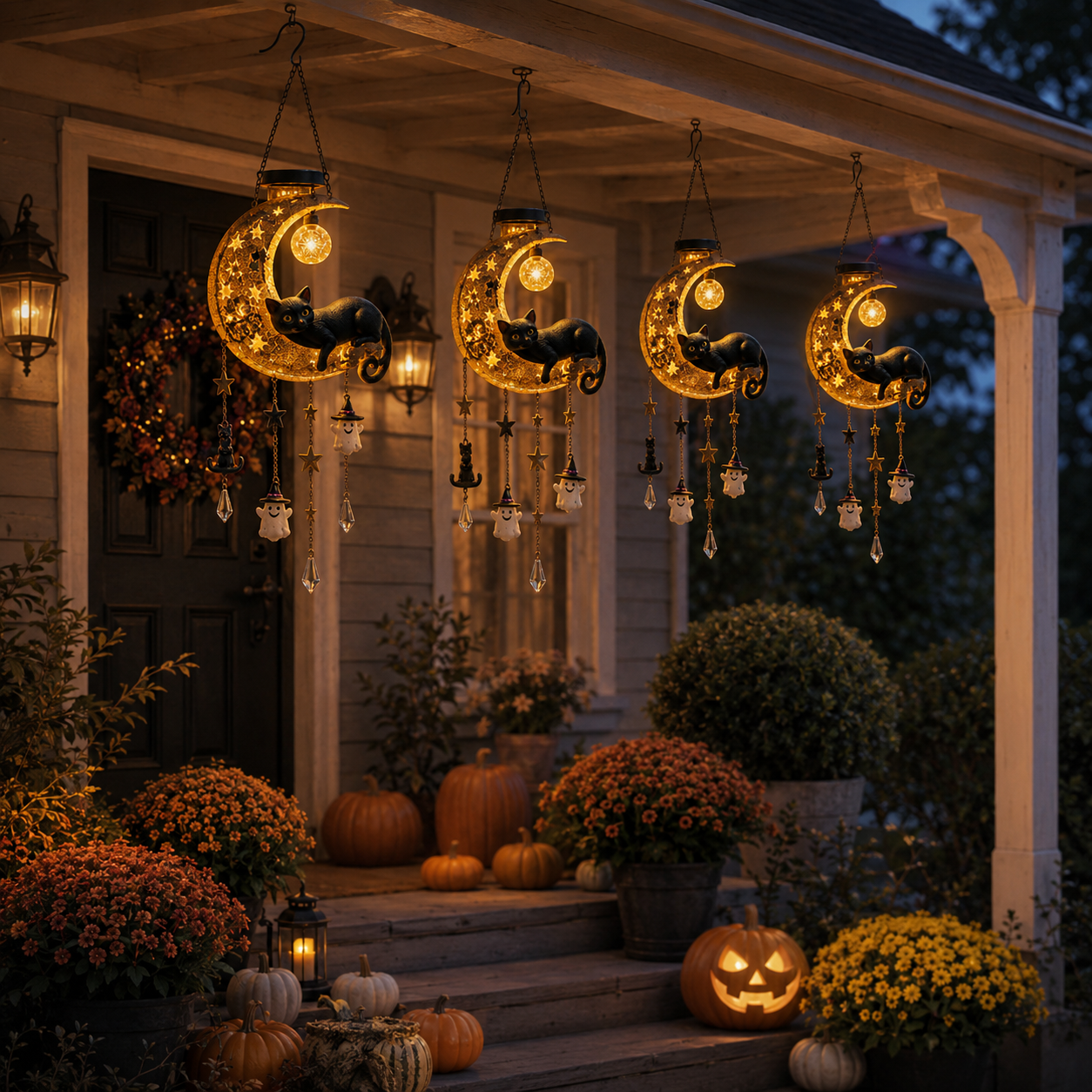 Halloween Moon Cat Hanging Lantern 🌙🐈‍⬛