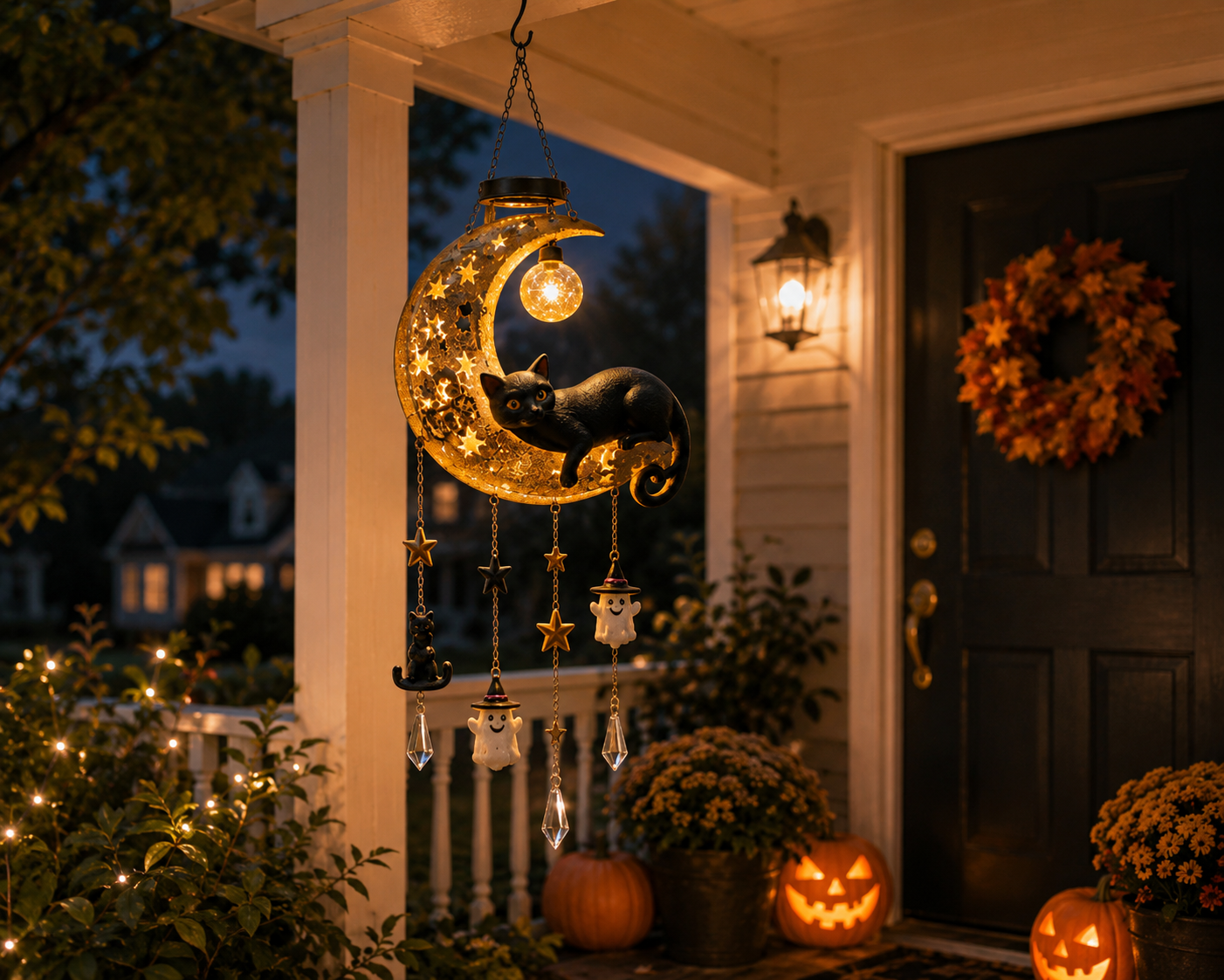Halloween Moon Cat Hanging Lantern 🌙🐈‍⬛