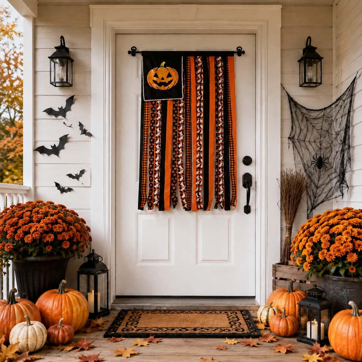 Remote-Controlled Lighted Halloween Pumpkin Ribbon Door Banner 🎃✨