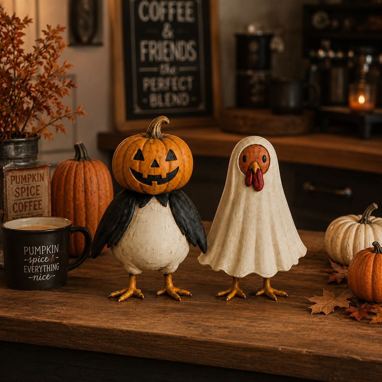 Vintage Halloween Farm Friends Figurine Set
