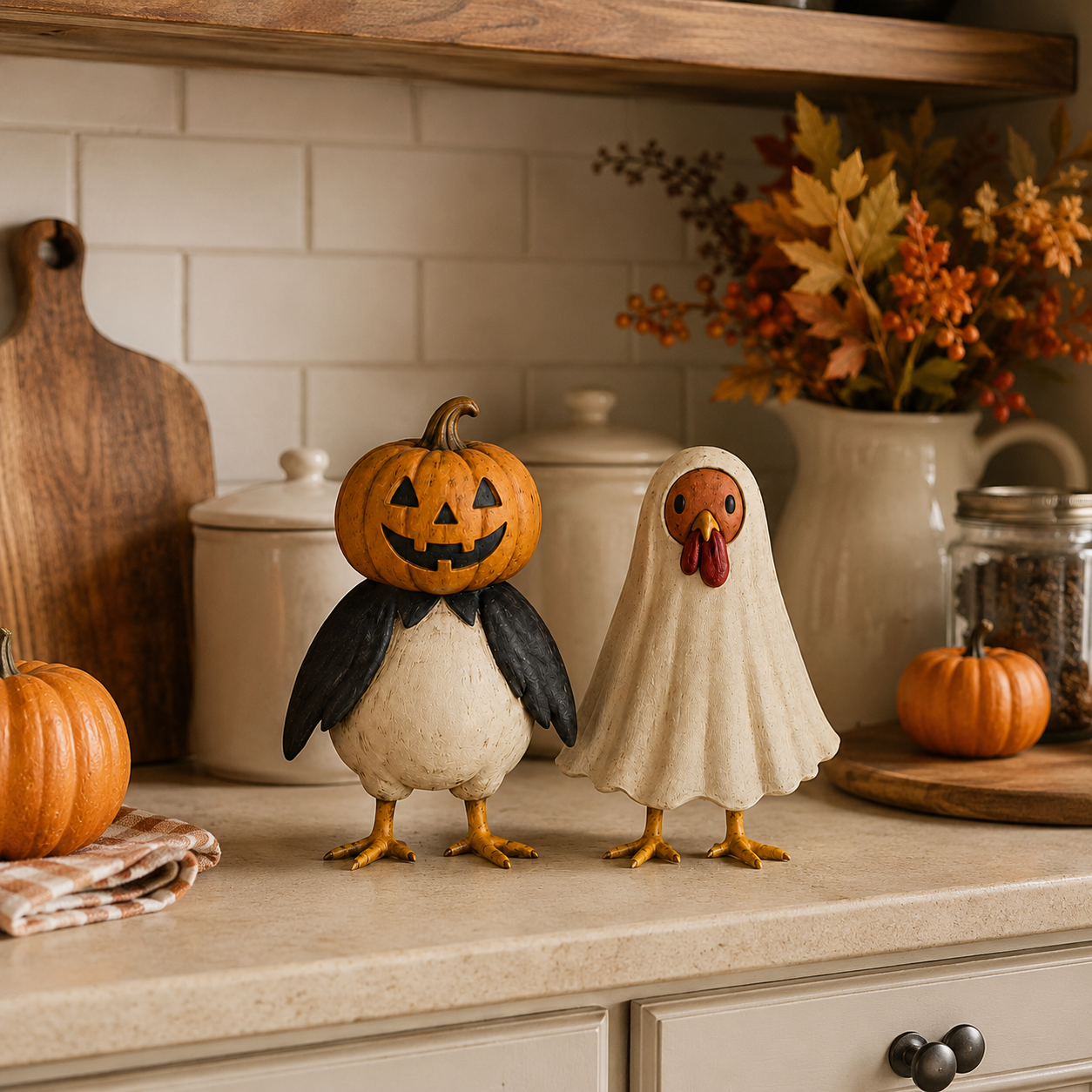 Vintage Halloween Farm Friends Figurine Set