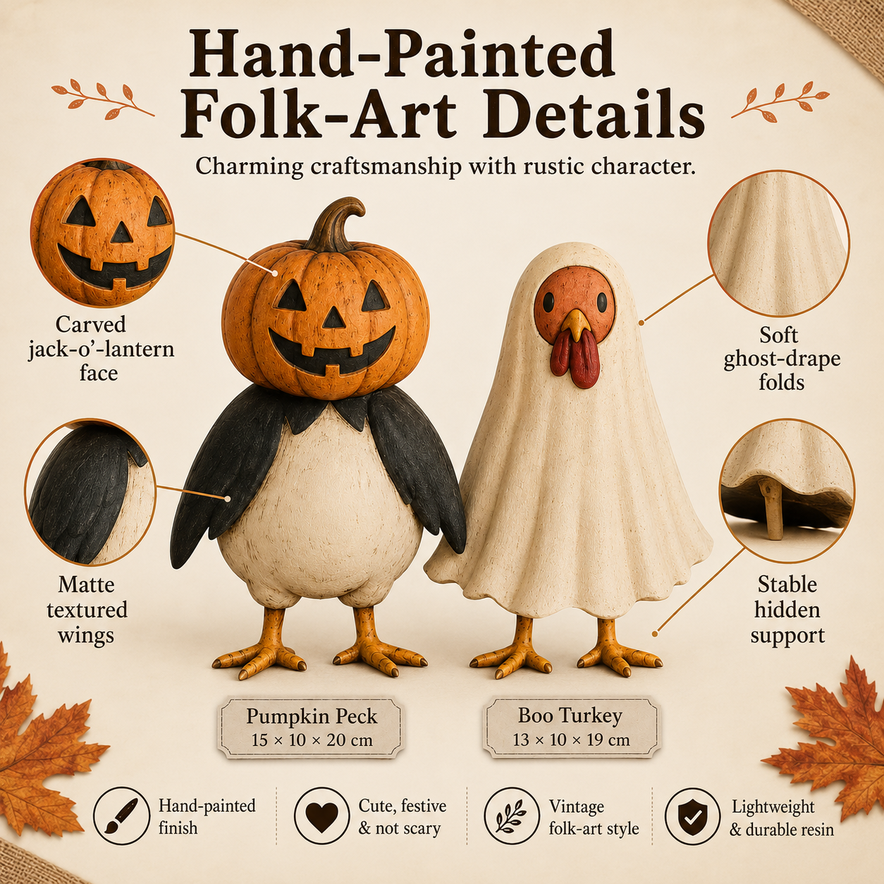 Vintage Halloween Farm Friends Figurine Set