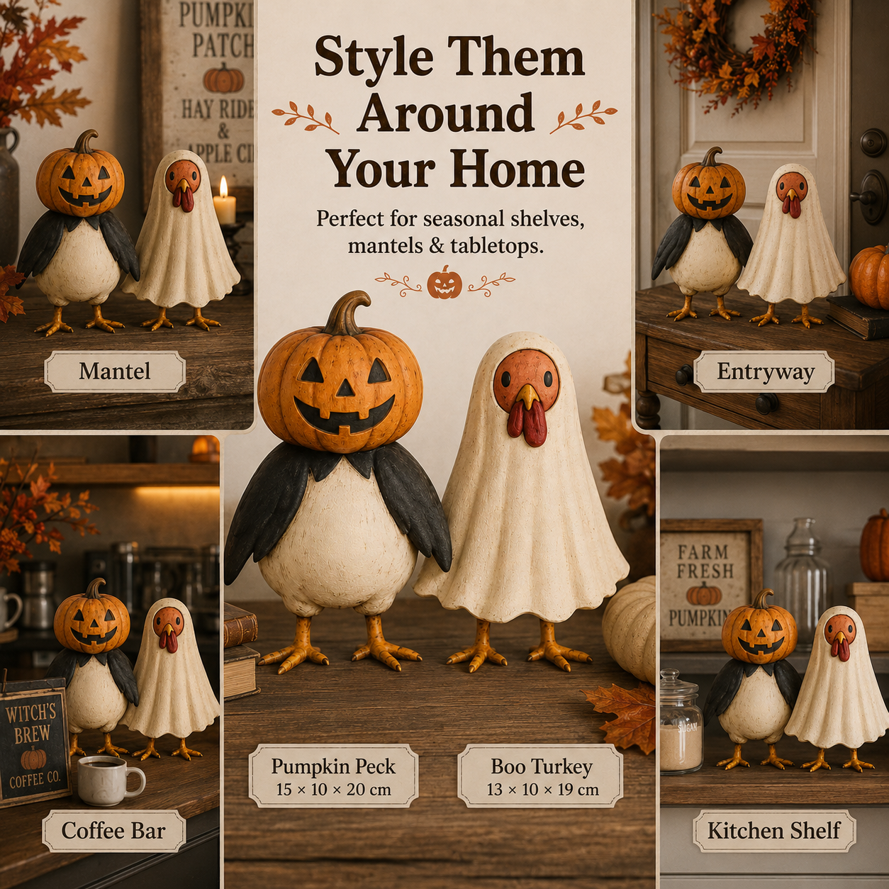 Vintage Halloween Farm Friends Figurine Set