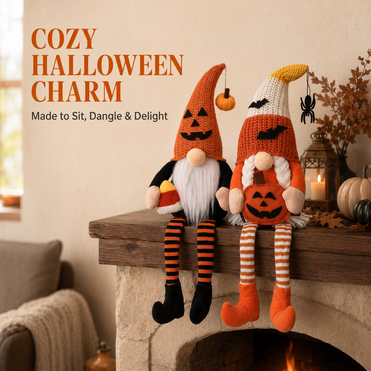 Halloween Long-Legged Gnome Shelf Sitter