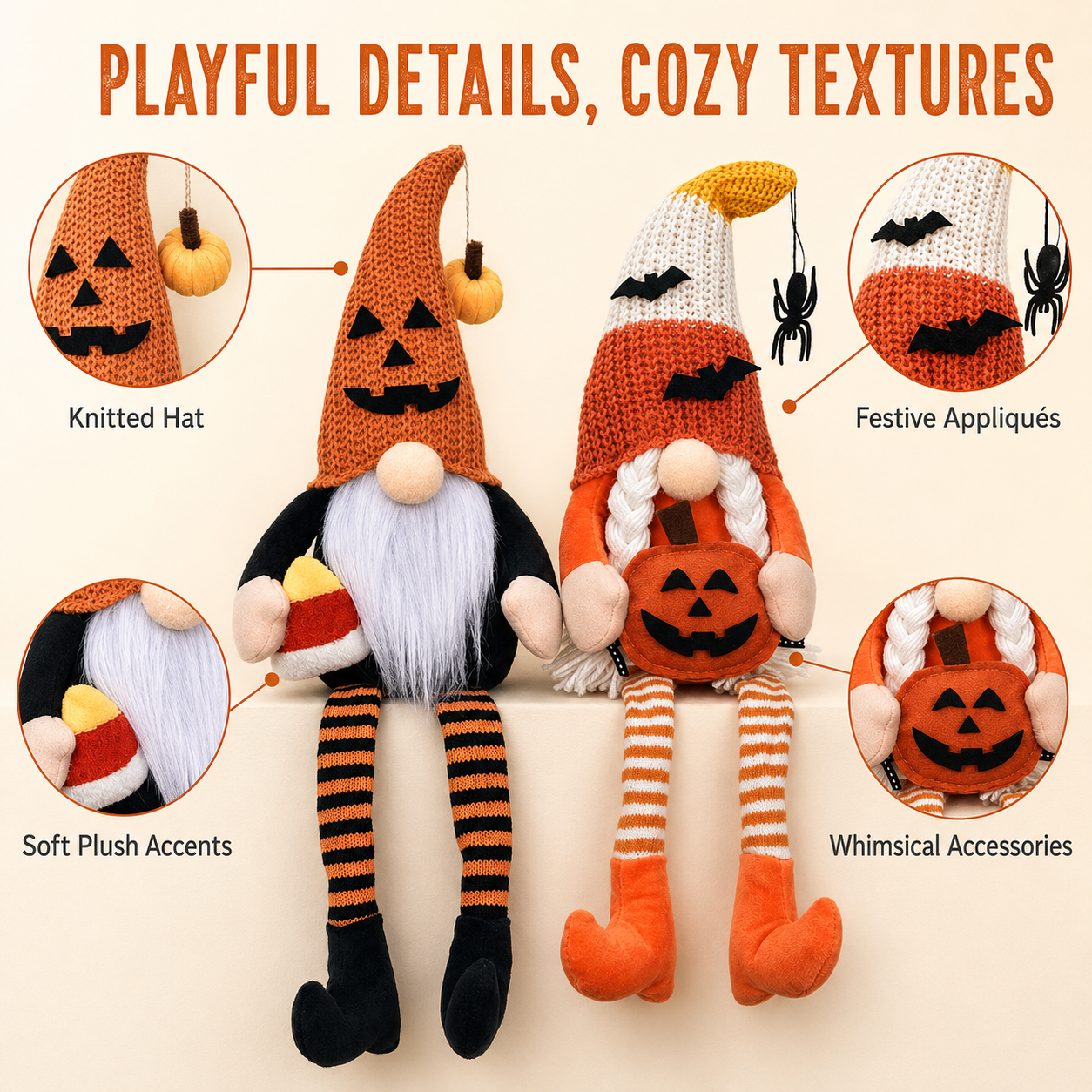 Halloween Long-Legged Gnome Shelf Sitter