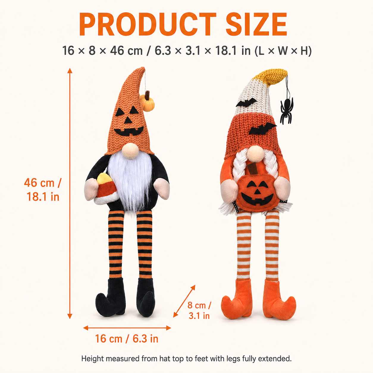 Halloween Long-Legged Gnome Shelf Sitter