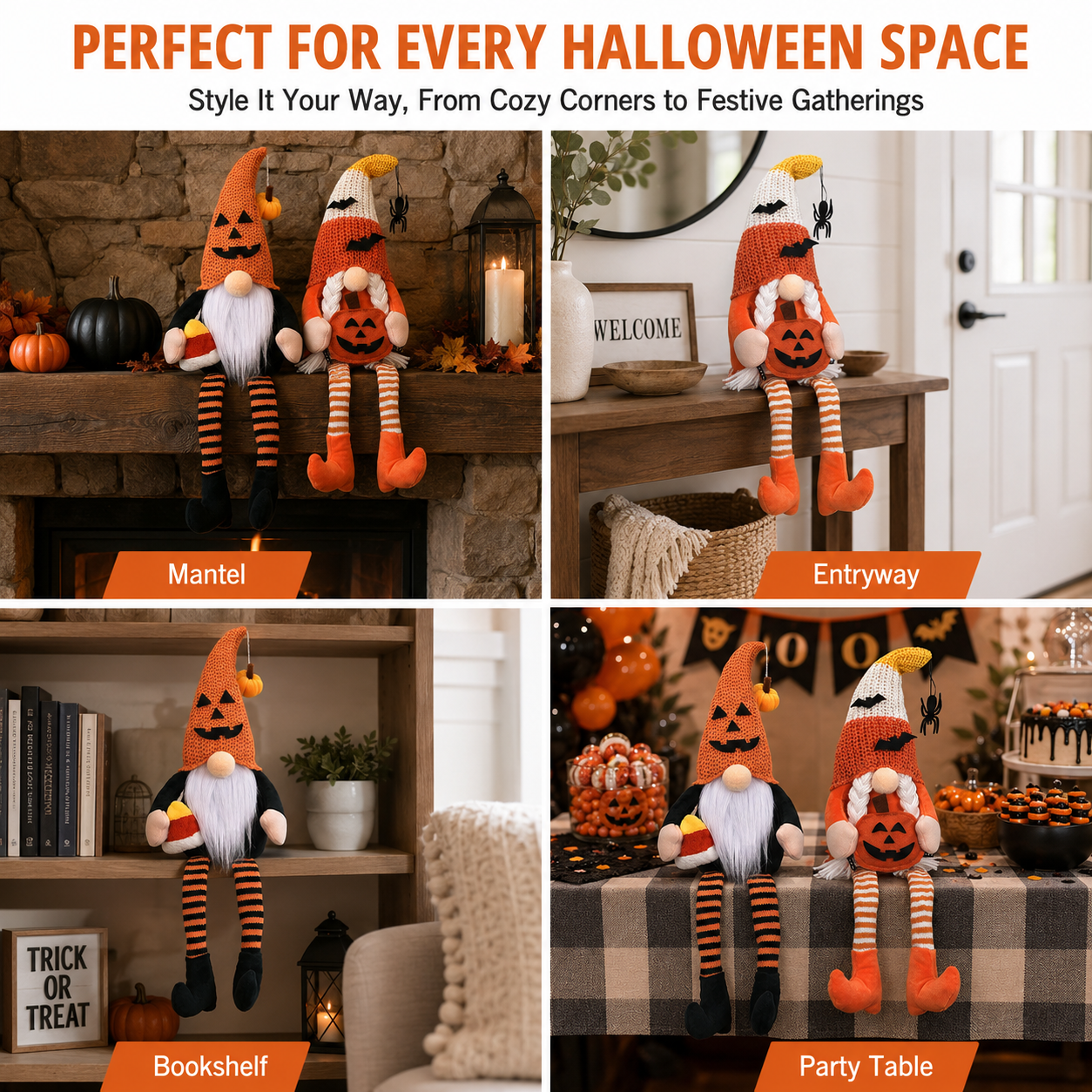 Halloween Long-Legged Gnome Shelf Sitter