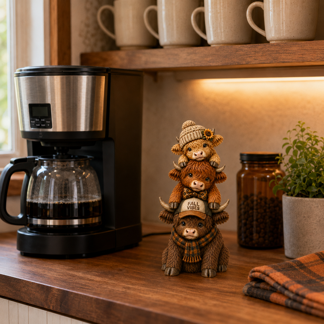 Fall Vibes Highland Cow Stack Figurine🐮