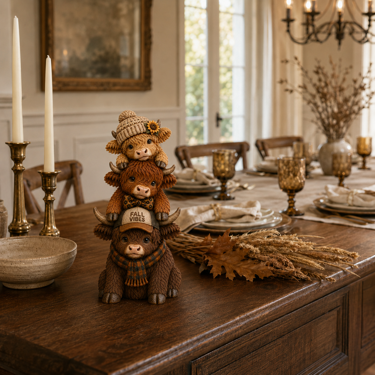 Fall Vibes Highland Cow Stack Figurine🐮