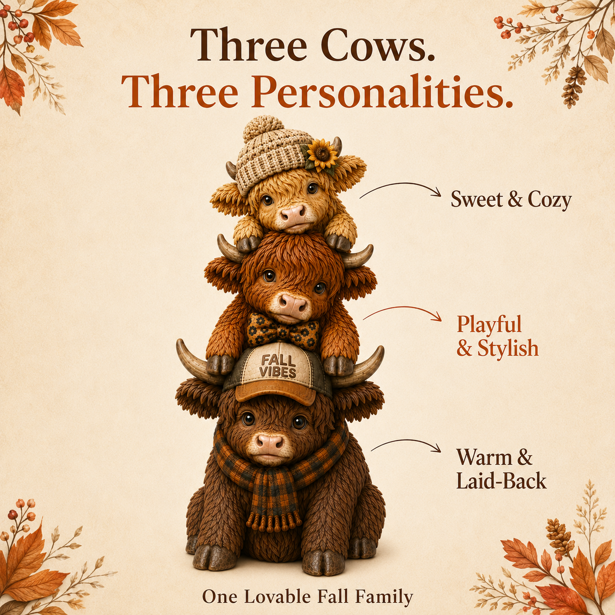 Fall Vibes Highland Cow Stack Figurine🐮