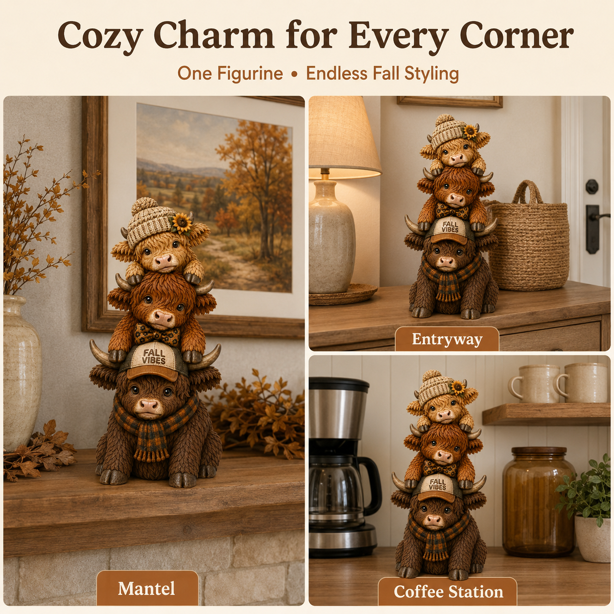 Fall Vibes Highland Cow Stack Figurine🐮