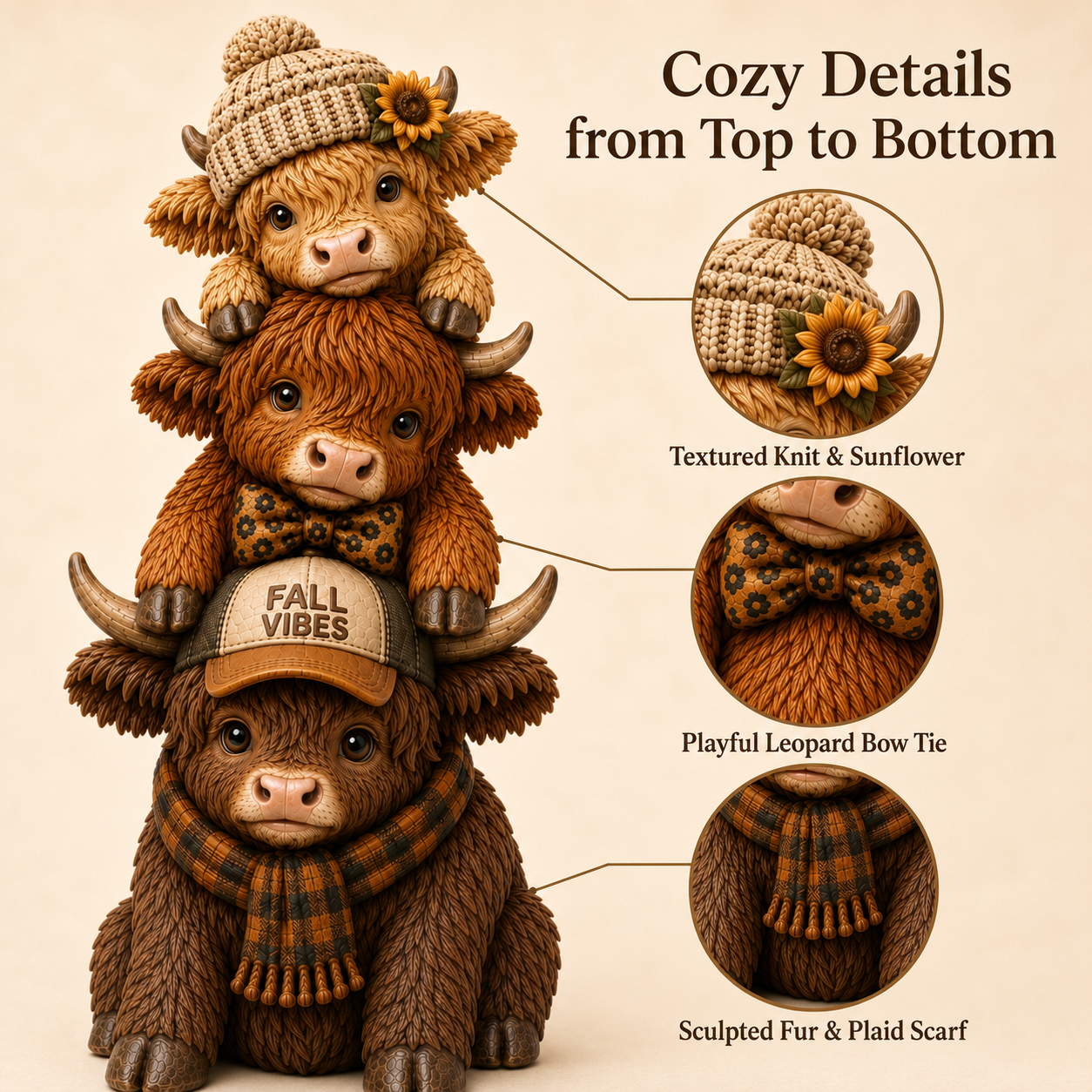 Fall Vibes Highland Cow Stack Figurine🐮