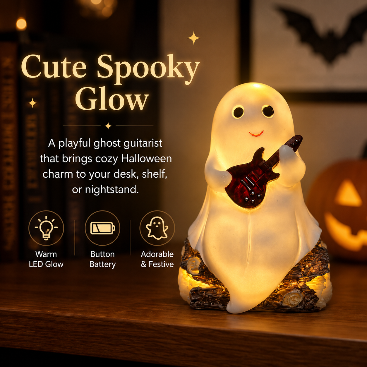 Halloween Ghost Guitar Night Light 👻🎸