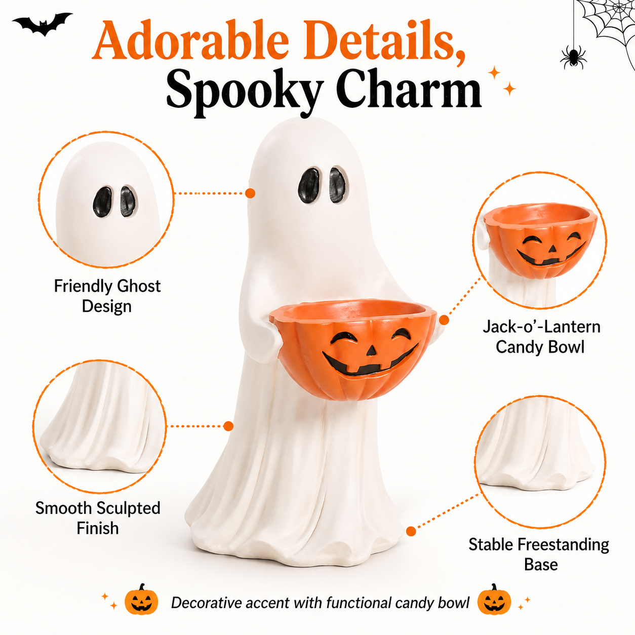 Ghost Pumpkin Candy Bowl Decor 👻🎃