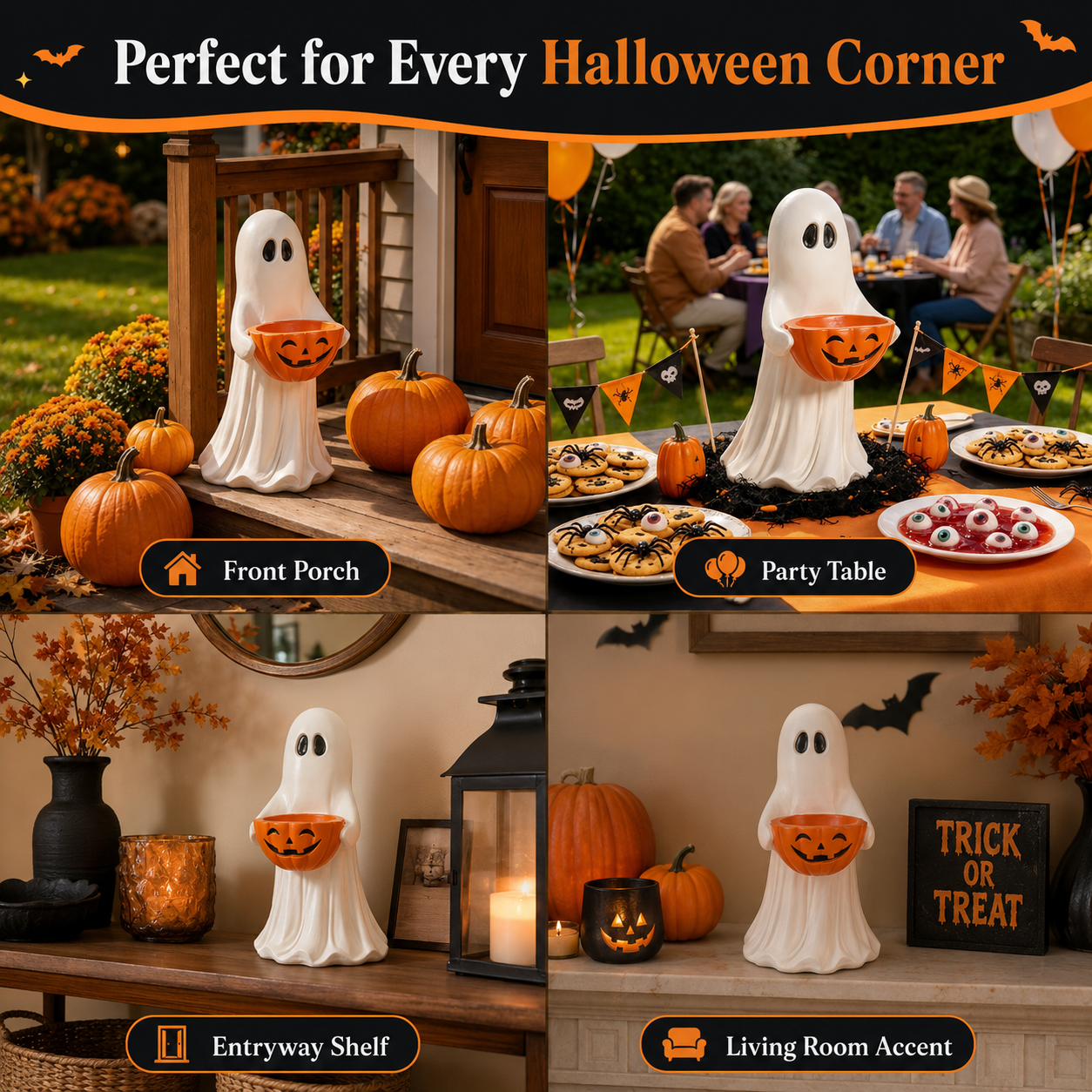 Ghost Pumpkin Candy Bowl Decor 👻🎃