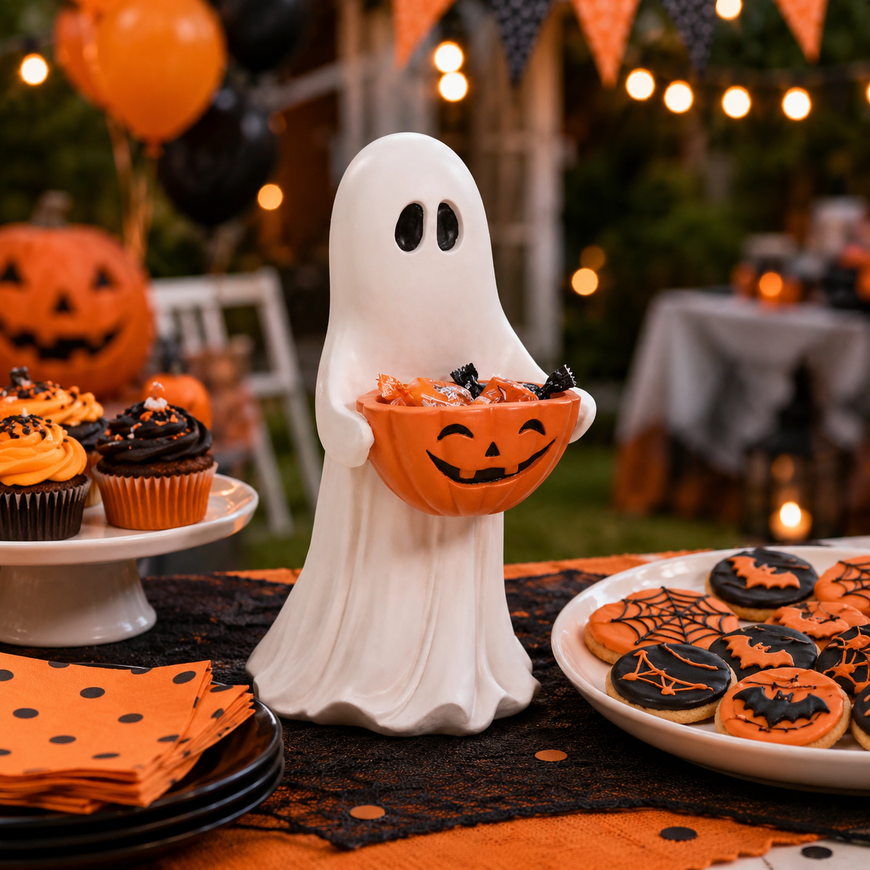 Ghost Pumpkin Candy Bowl Decor 👻🎃