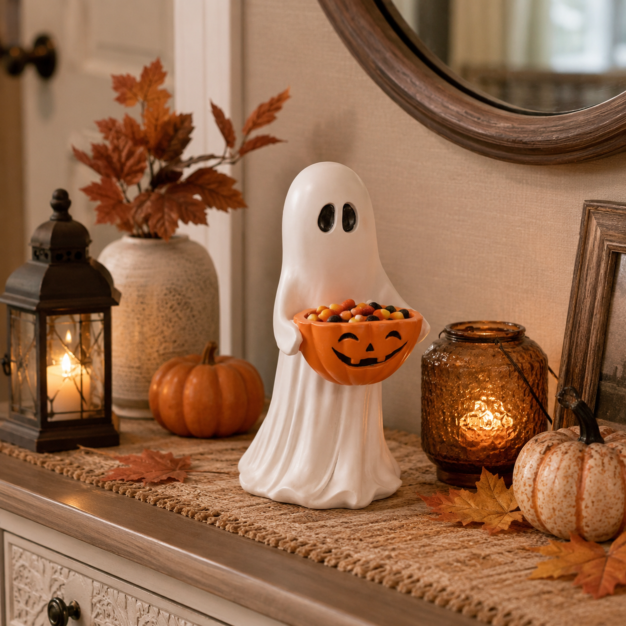 Ghost Pumpkin Candy Bowl Decor 👻🎃
