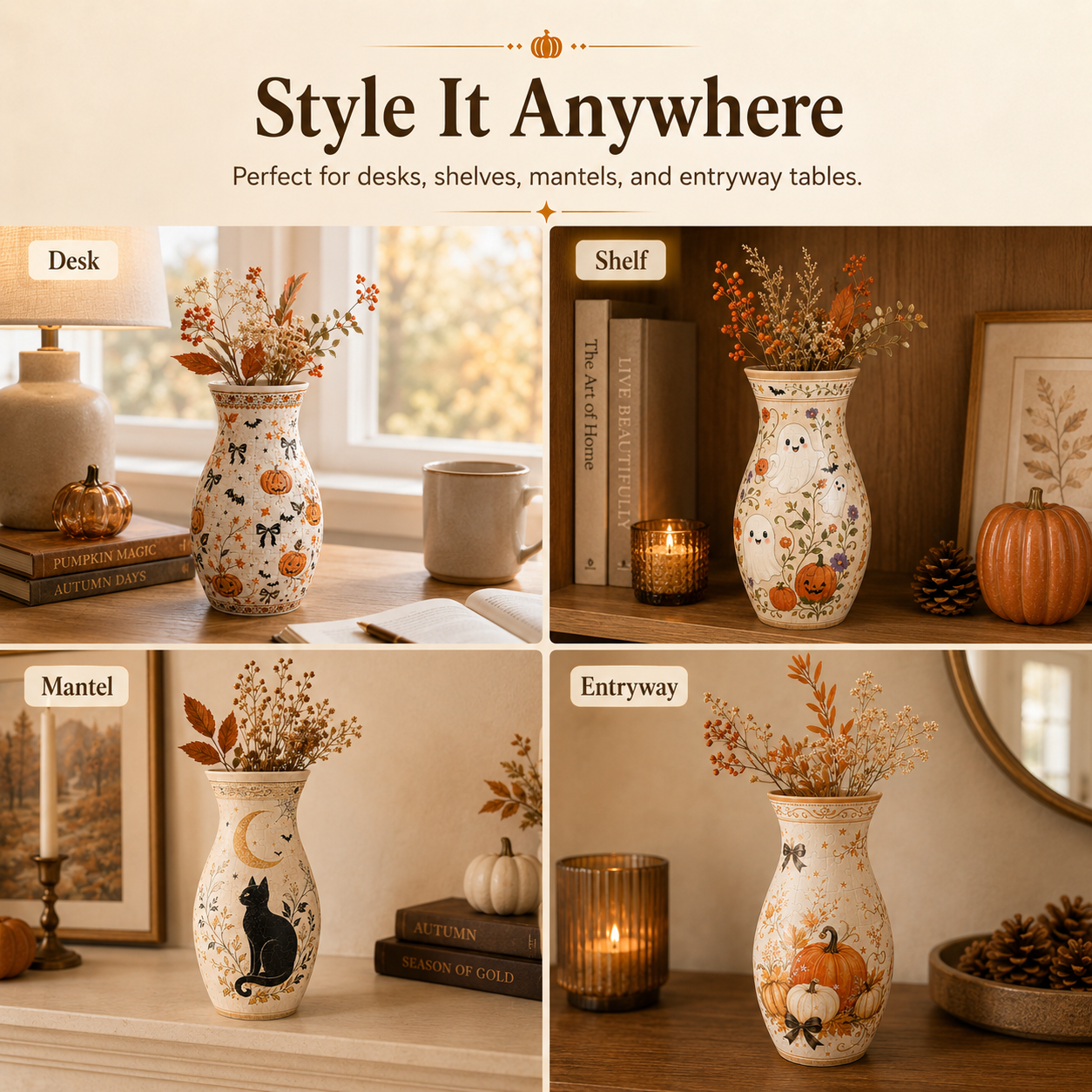Halloween 3D Vase Puzzle Decor 🎃