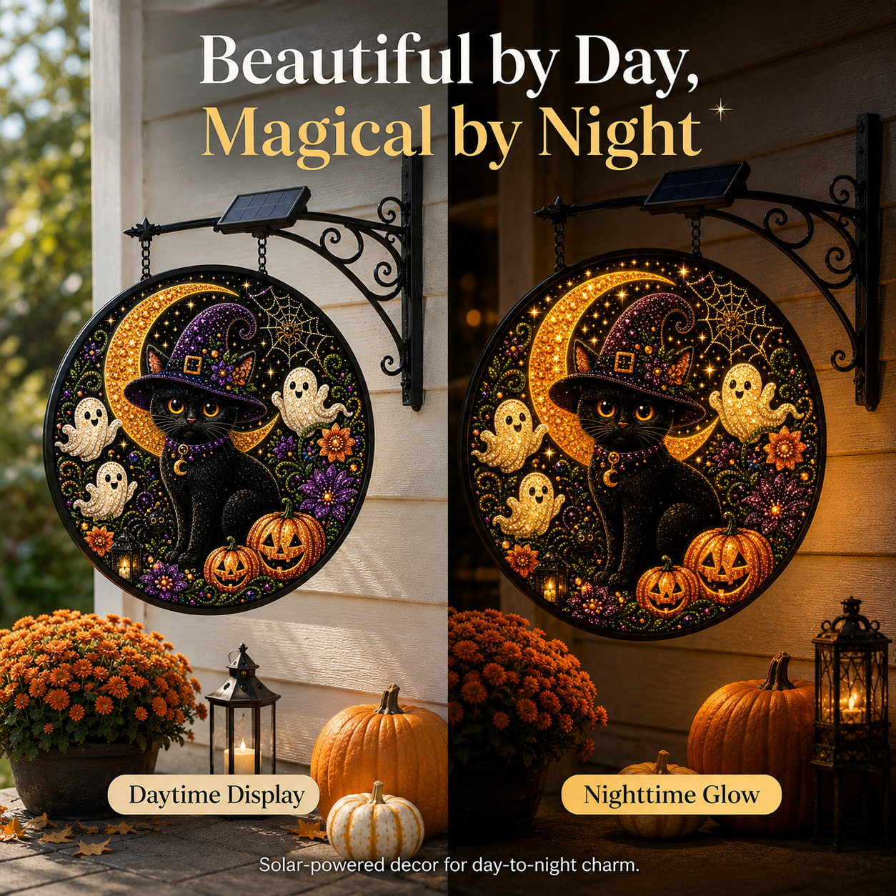 Solar Lighted Halloween Cat Hanging Decor