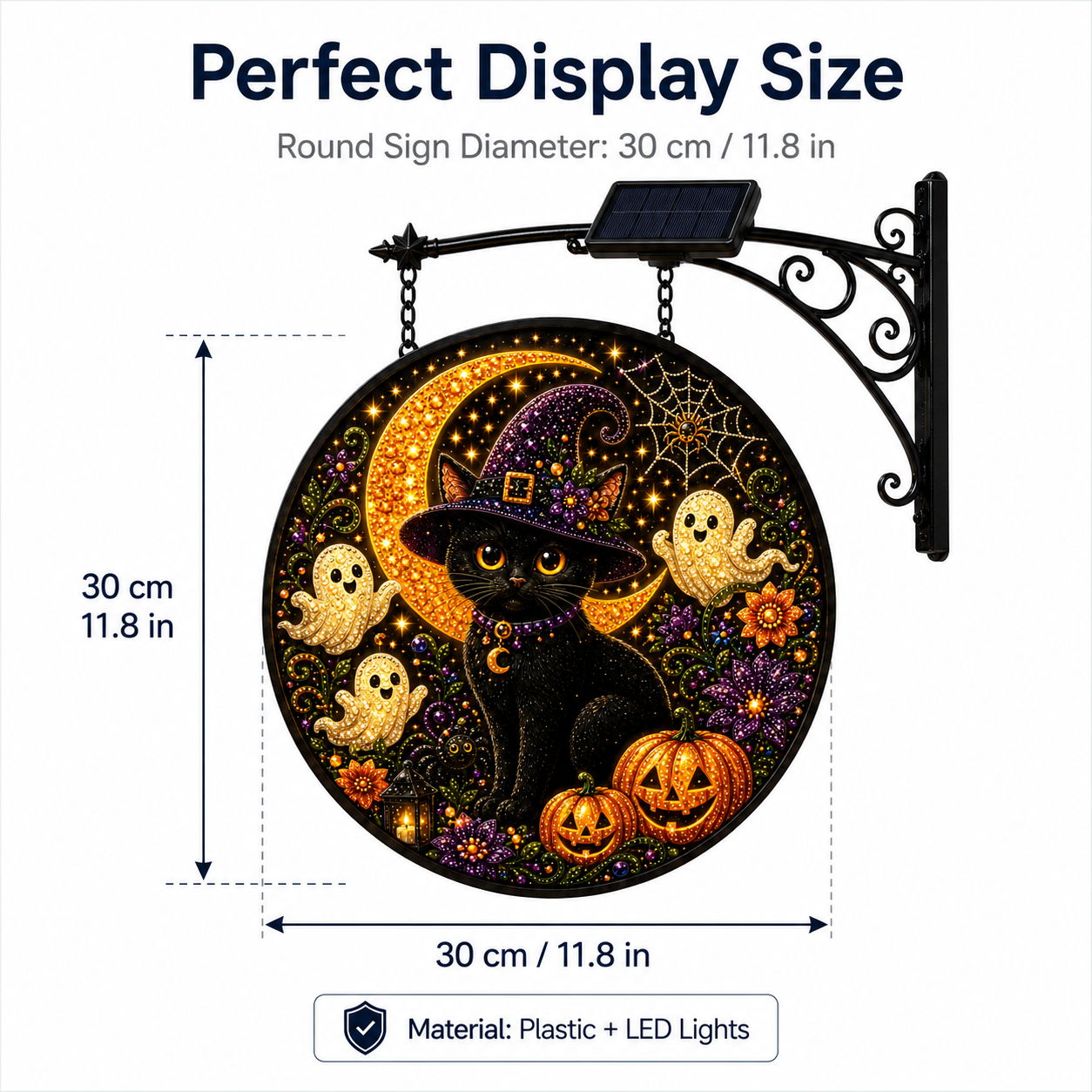 Solar Lighted Halloween Cat Hanging Decor