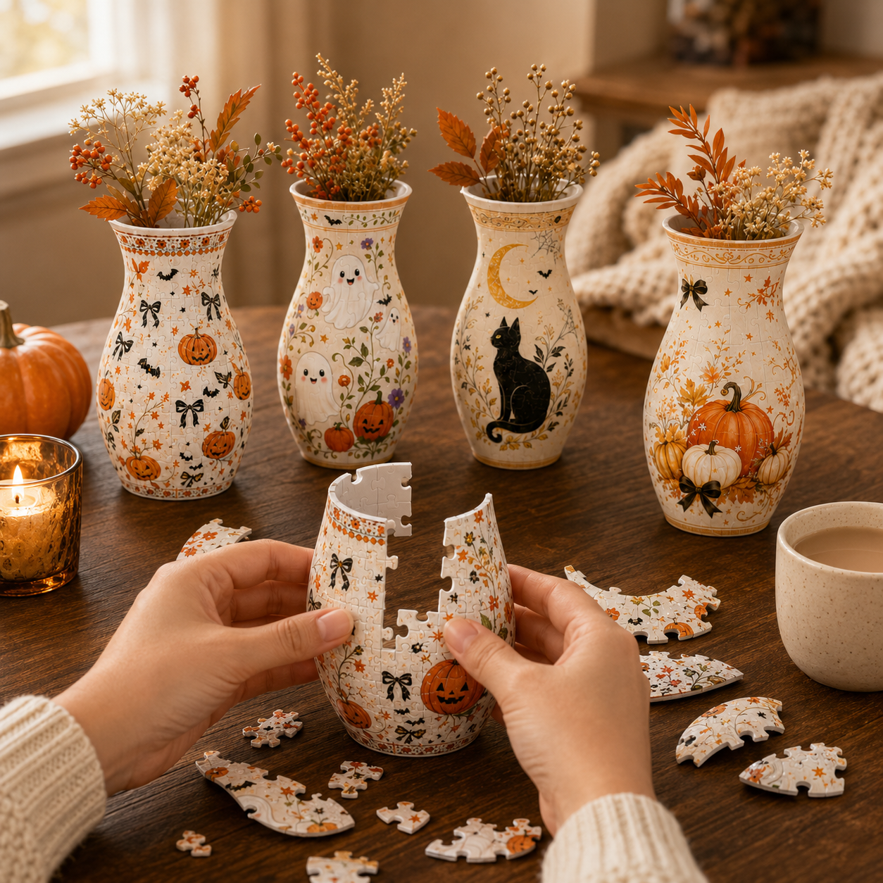 Halloween 3D Vase Puzzle Decor 🎃