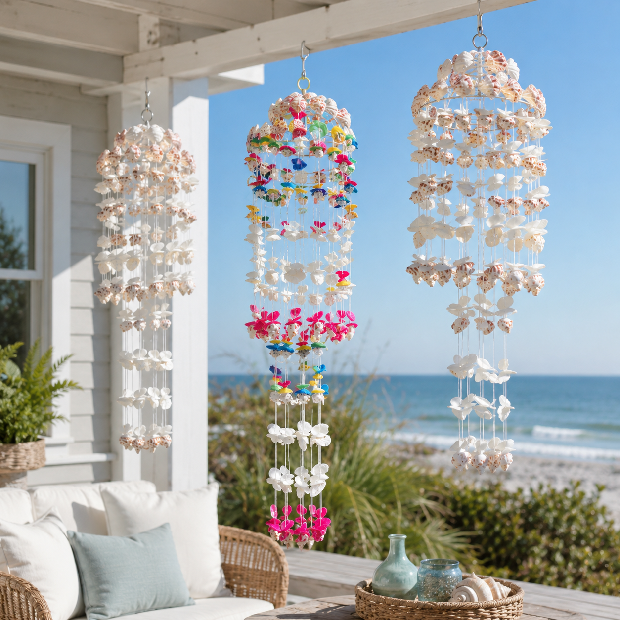 Lighted Seashell Wind Chime Decor