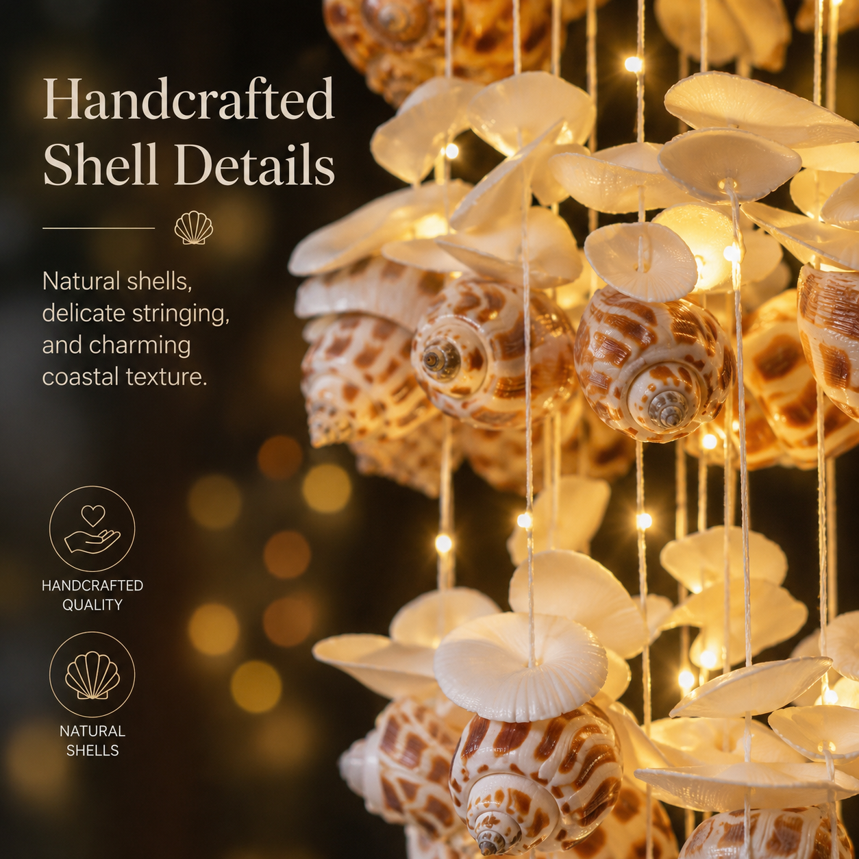 Lighted Seashell Wind Chime Decor