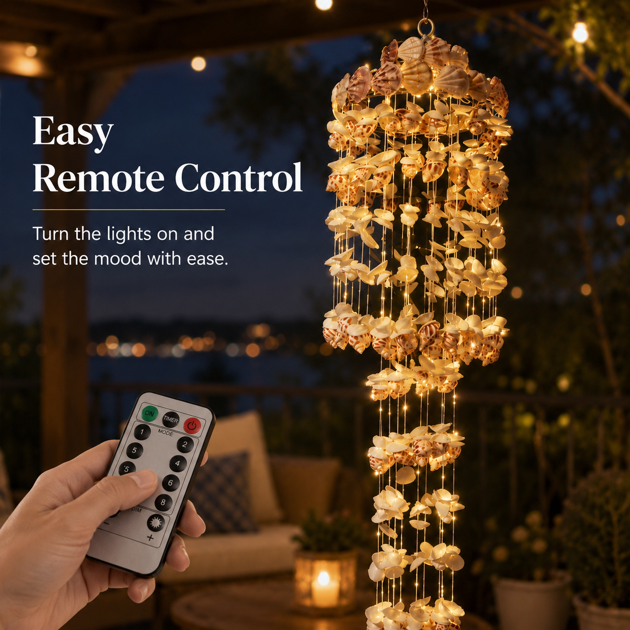 Lighted Seashell Wind Chime Decor