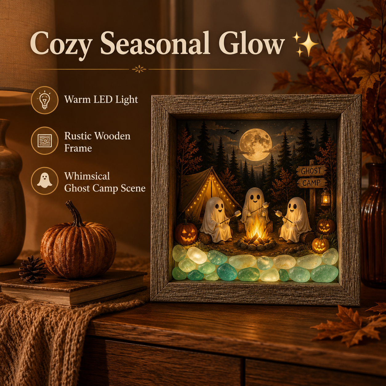 Lighted Fall & Halloween Shadow Box Decor