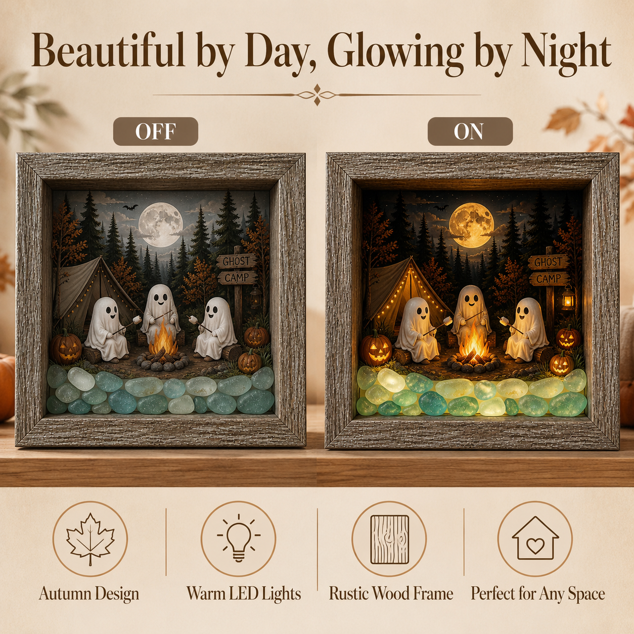 Lighted Fall & Halloween Shadow Box Decor