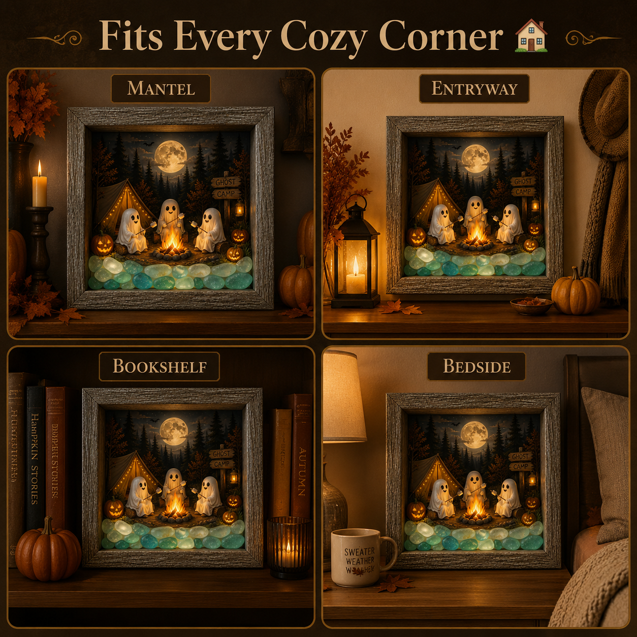 Lighted Fall & Halloween Shadow Box Decor