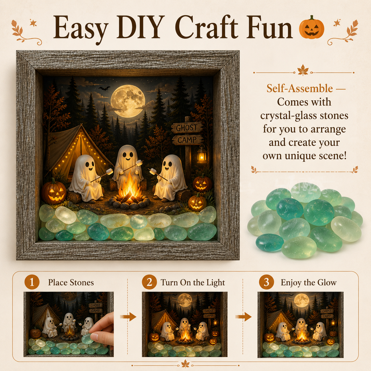 Lighted Fall & Halloween Shadow Box Decor