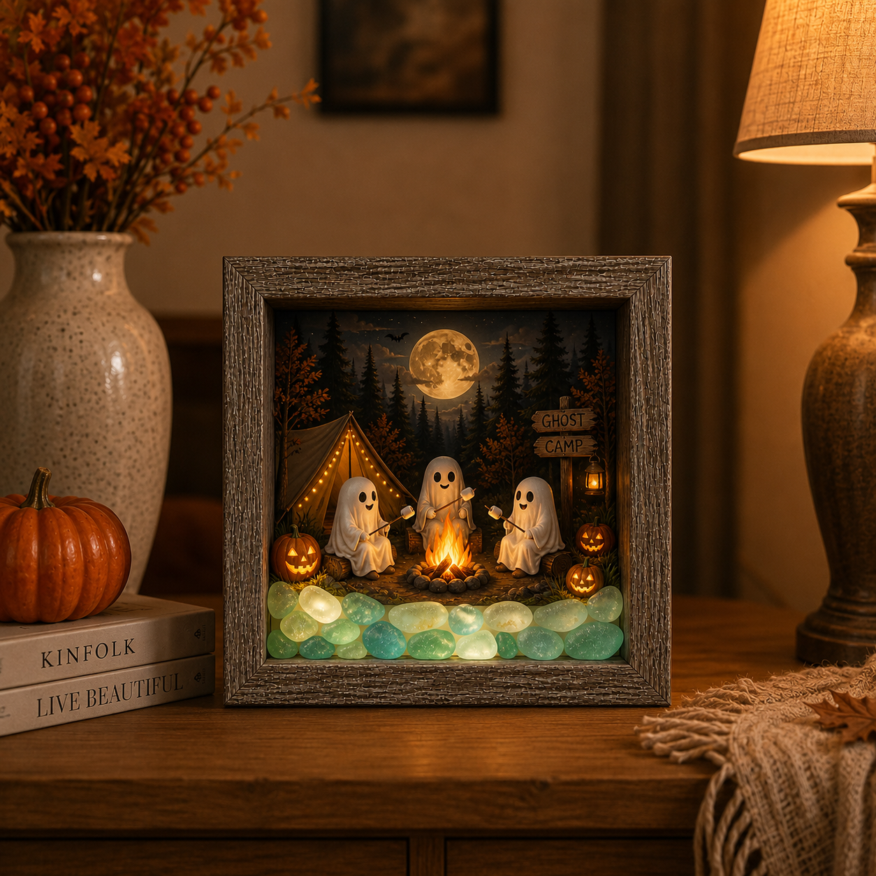 Lighted Fall & Halloween Shadow Box Decor