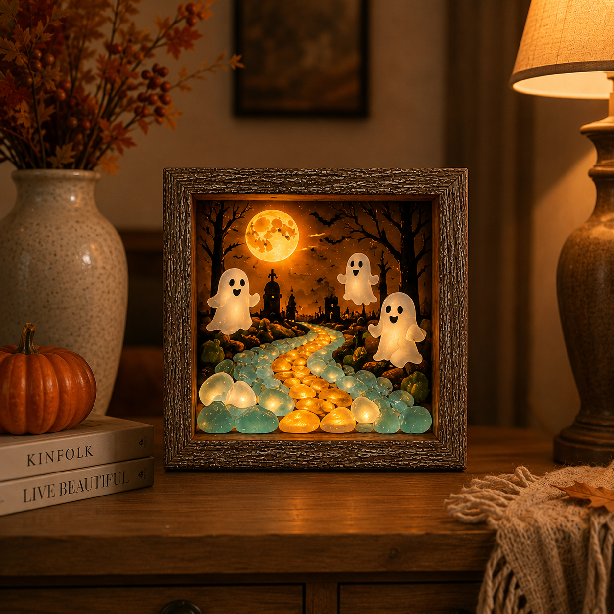 Lighted Fall & Halloween Shadow Box Decor