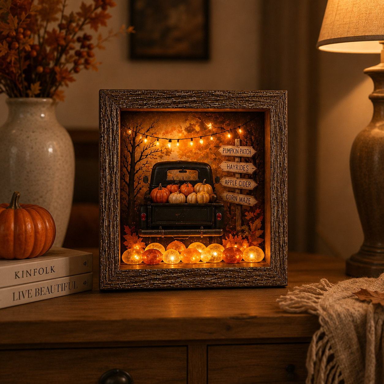 Lighted Fall & Halloween Shadow Box Decor