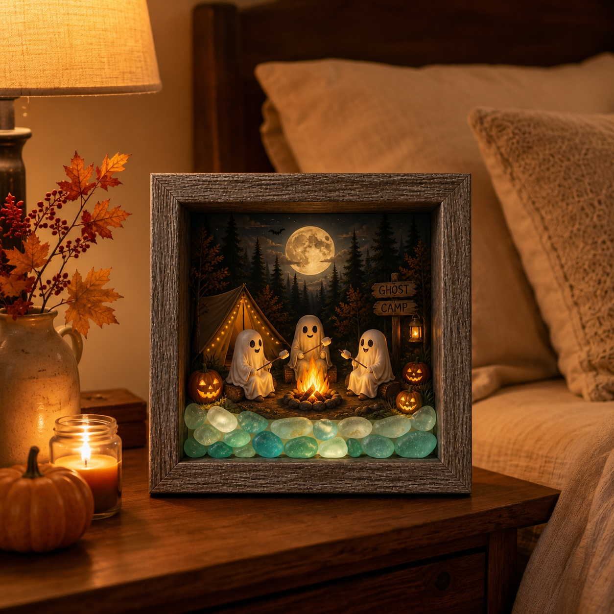 Lighted Fall & Halloween Shadow Box Decor