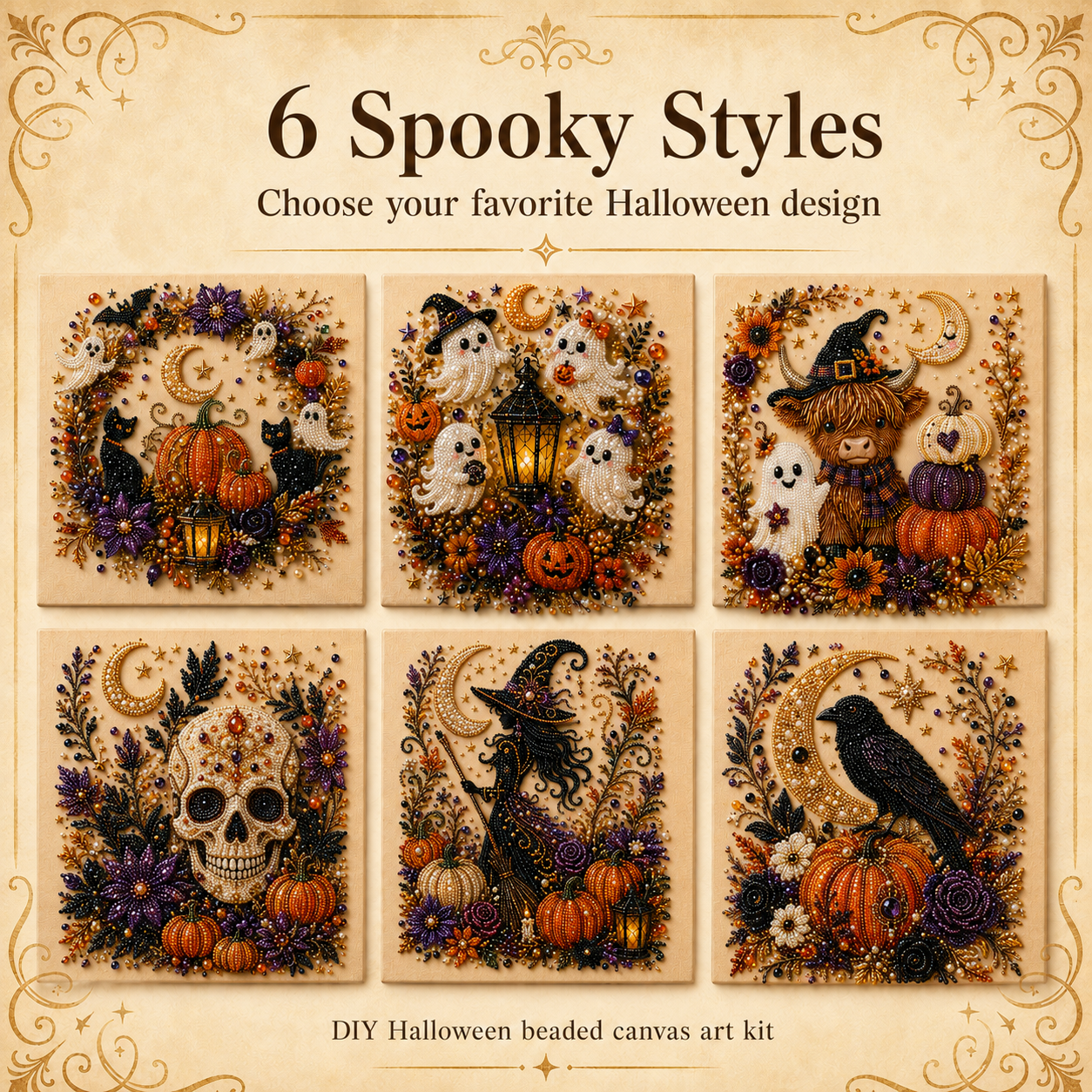 Halloween DIY Beaded Canvas Art Kit