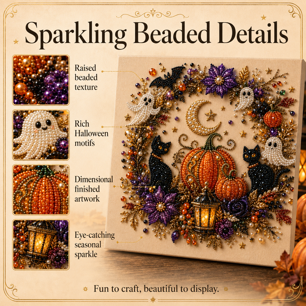 Halloween DIY Beaded Canvas Art Kit